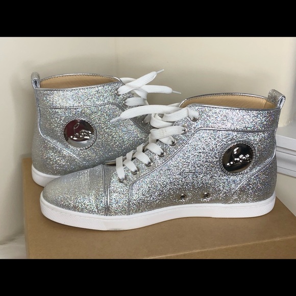 silver christian louboutin sneakers
